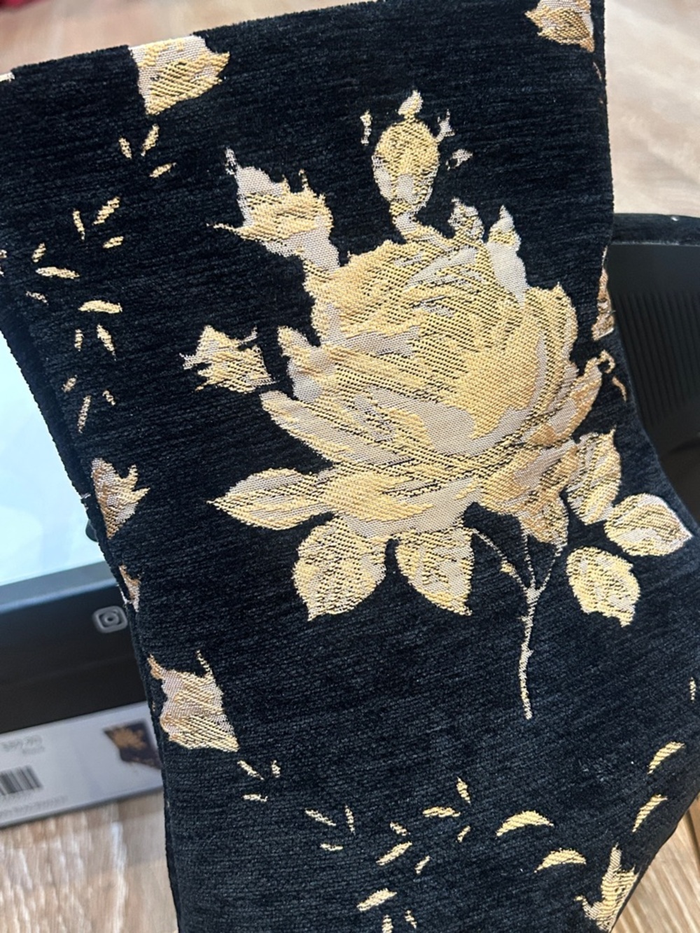 Azalea Wang Black & Gold Floral Stiletto Ankle Boots - Picture 5 of 6